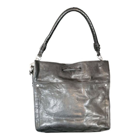 Frye Demi Hobo Women's Black Leather Studded Bottom Square Handbag - Picture 2 of 13